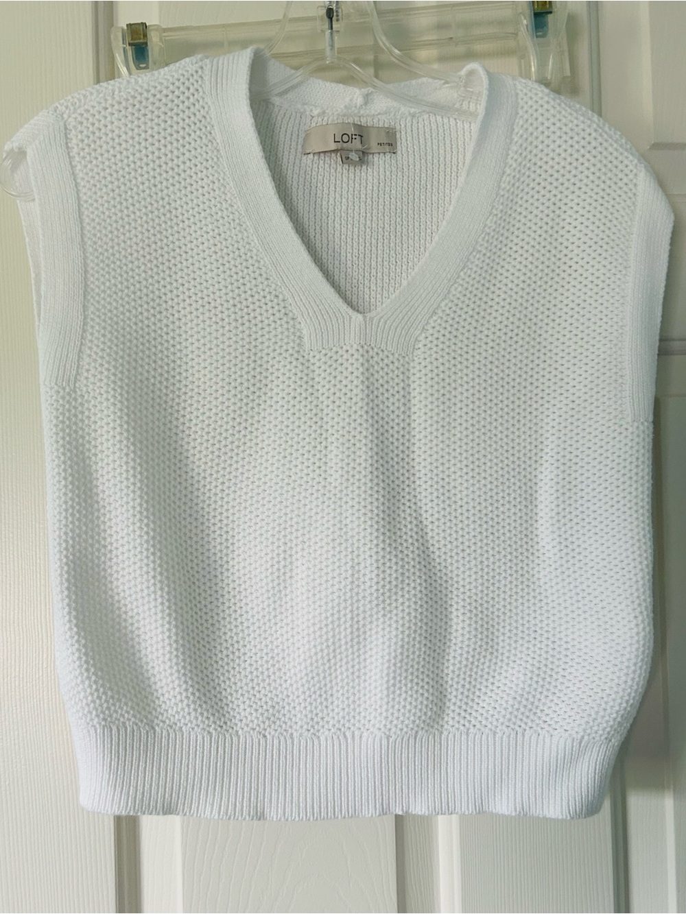 LOFT White Sleeveless V-Neck Knit Sweater Vest